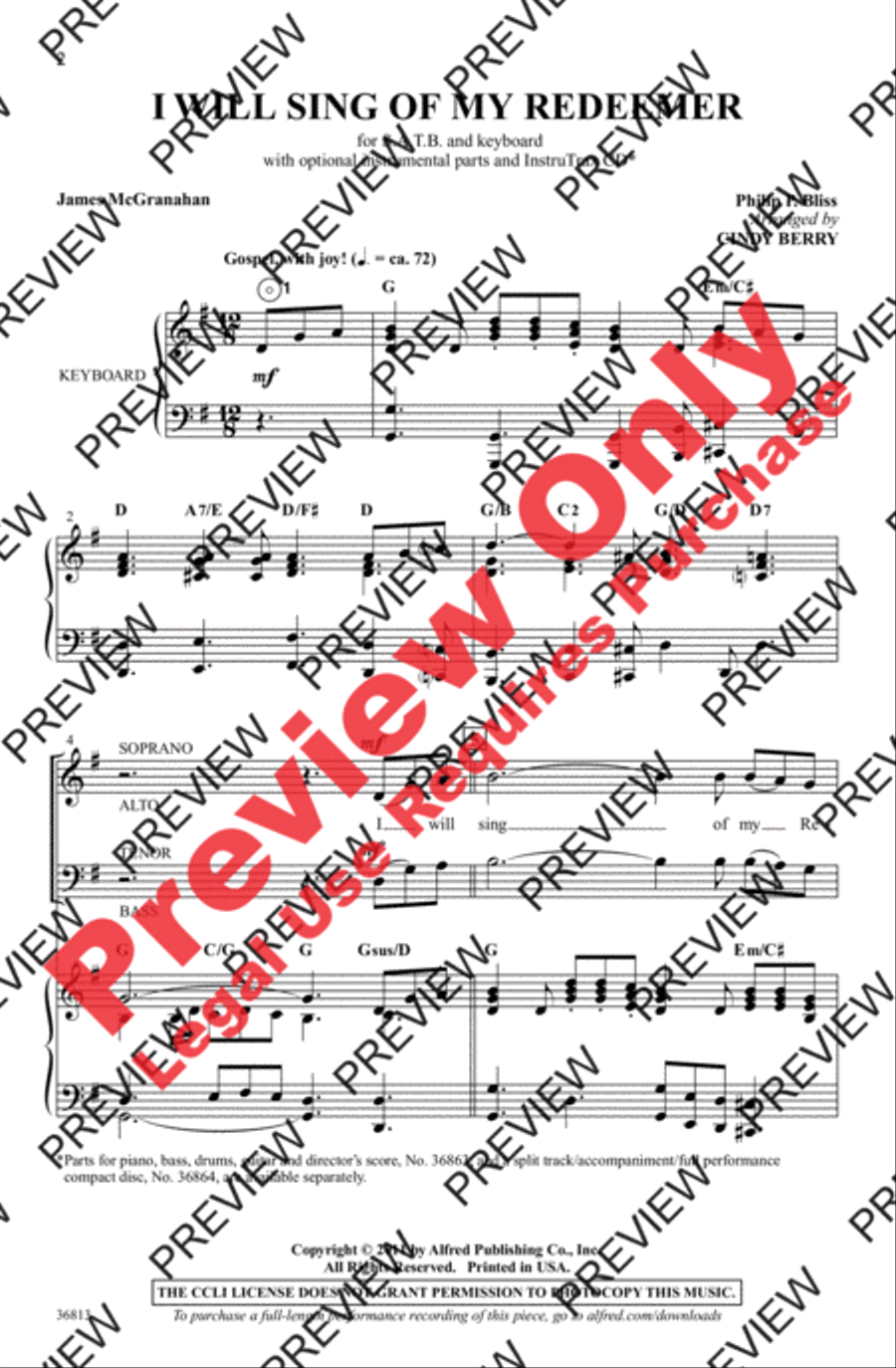 I Will Sing of My Redeemer 4-Part scores gallery preview page 2