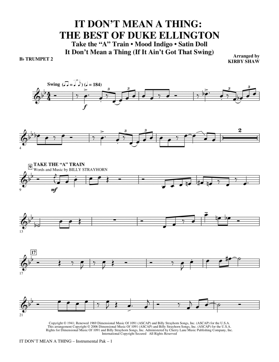 It Don't Mean A Thing: The Best Of Duke Ellington (Medley) - Bb Trumpet 2 Choir scores gallery preview page 1