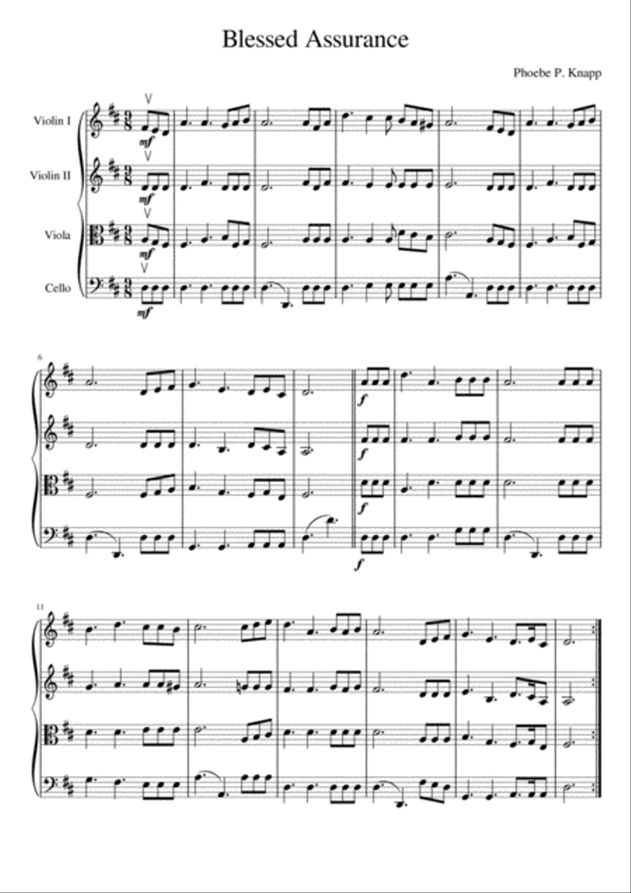Blessed Assurance String Quartet scores gallery preview page 2