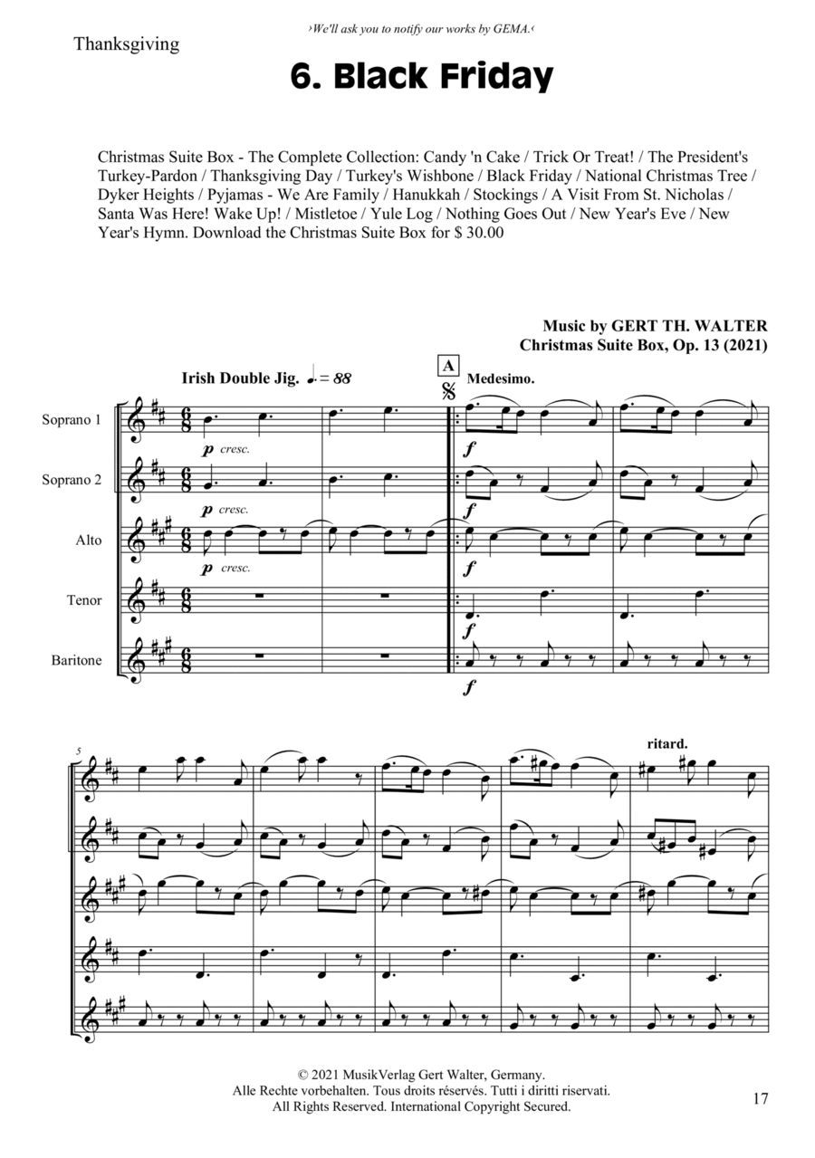 Black Friday Saxophone Quintet scores gallery preview page 1