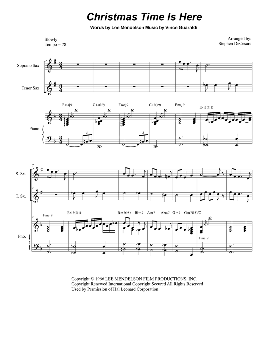 Christmas Time Is Here Woodwind Duet scores gallery preview page 1