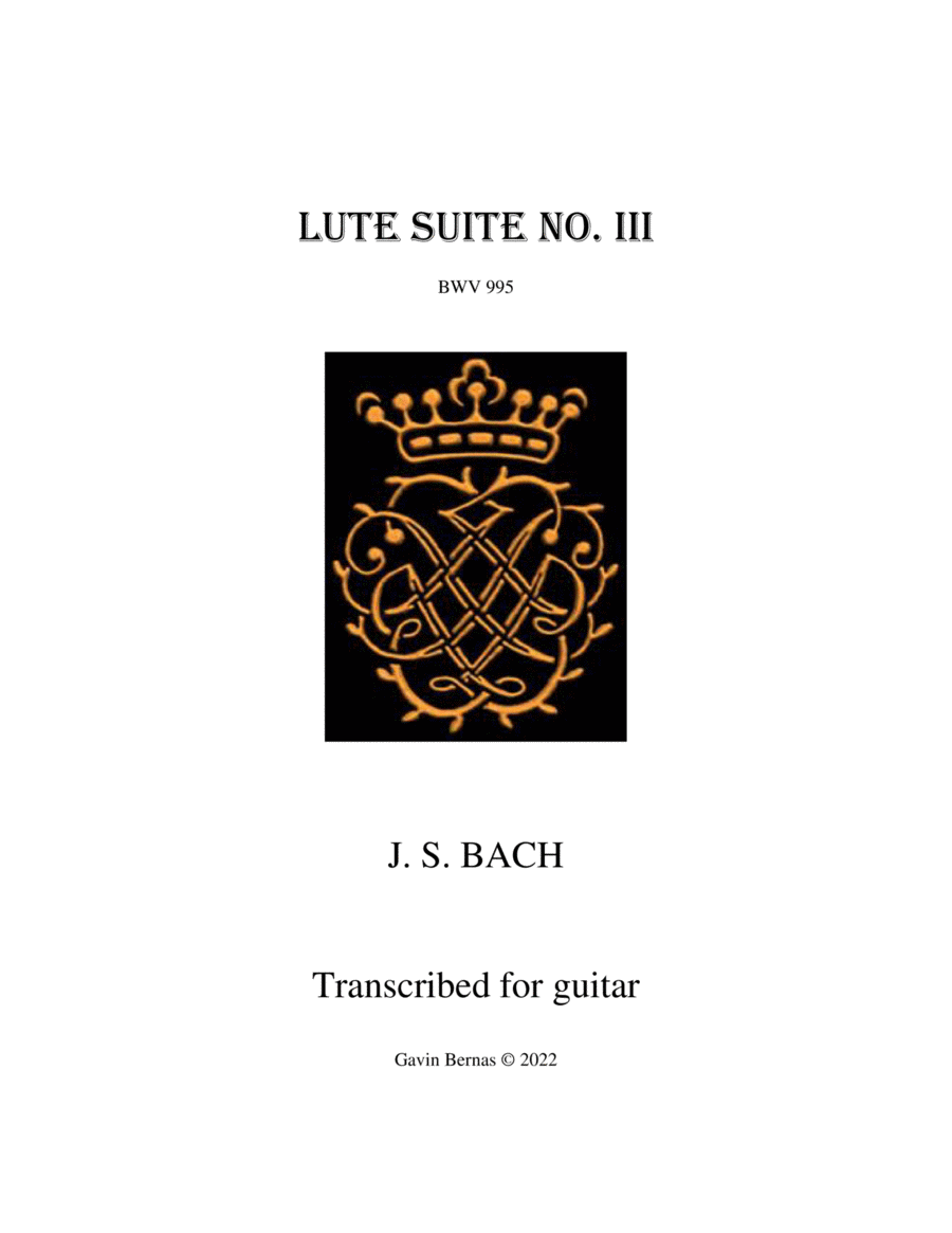 Bach Third Lute Suite BWV 995 Lute scores gallery preview page 1