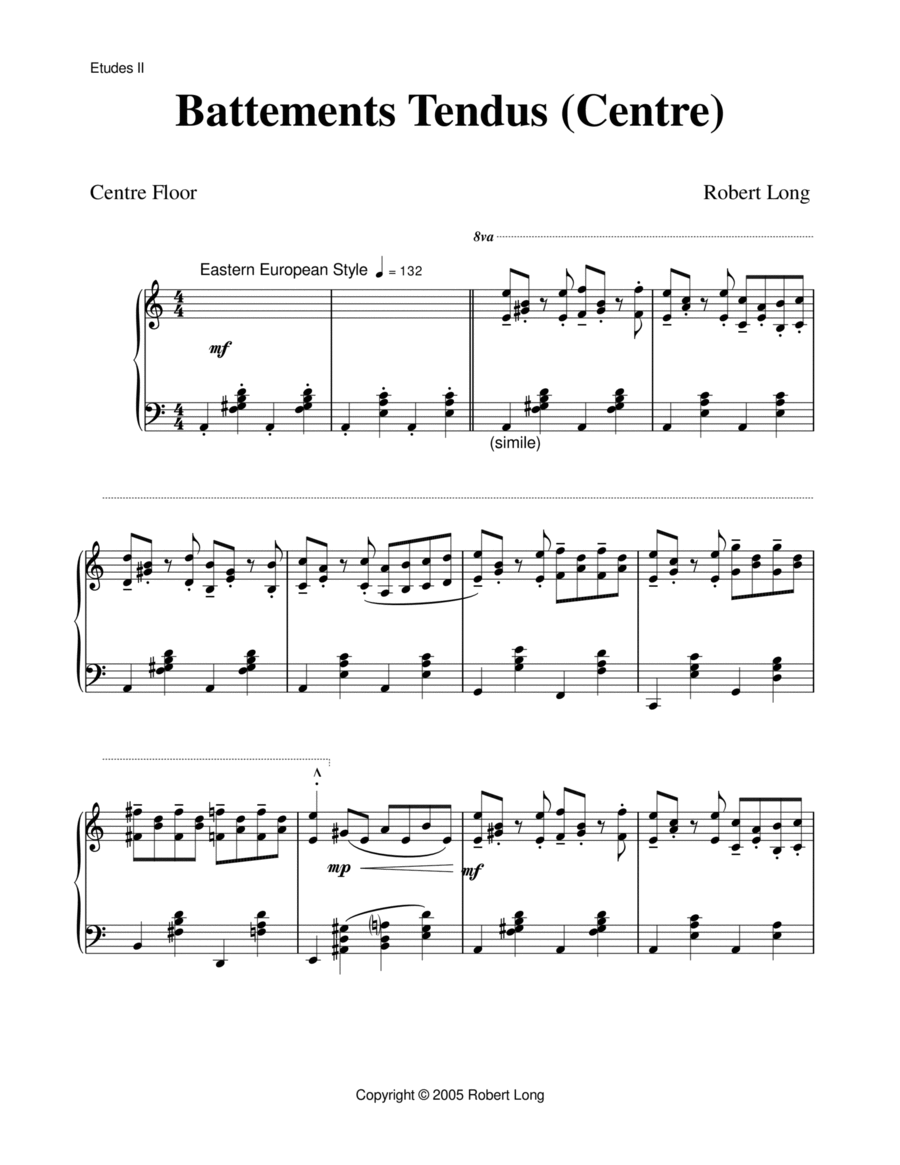Ballet Piano Sheet Music: Battements Tendus (centre) from Etudes II Piano Method scores gallery preview page 1