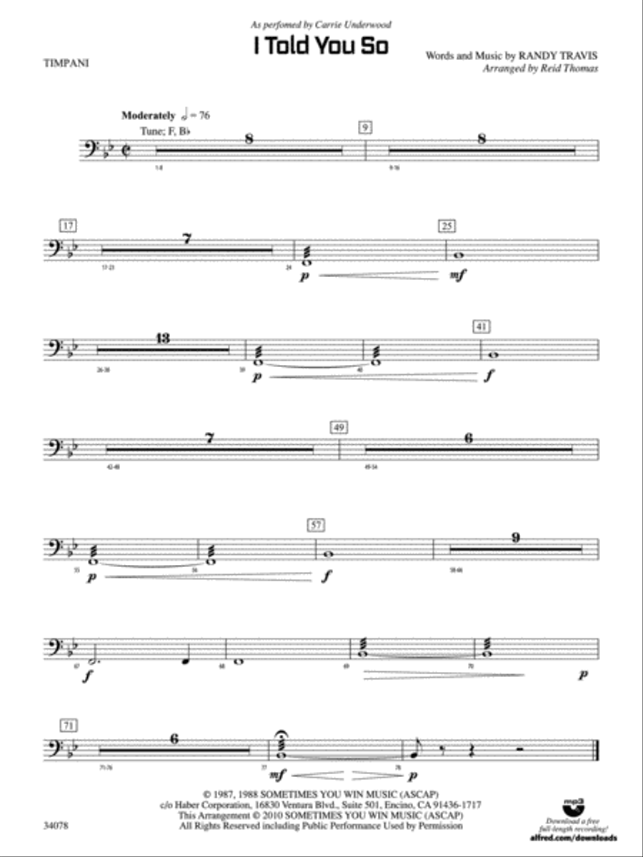 I Told You So: Timpani I Told You So: Timpani Concert Band scores gallery preview page 1