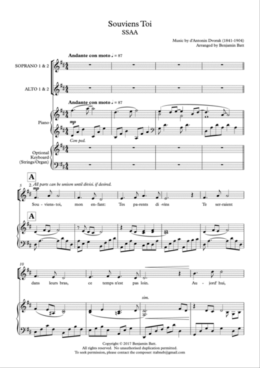 Souviens Toi, LDS Hymn SSAA scores gallery preview page 3