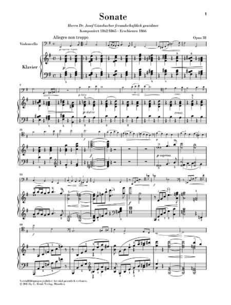 Sonata for Piano and Violoncello in E Minor, op. 38 by Johannes Brahms Piano Accompaniment - Sheet Music