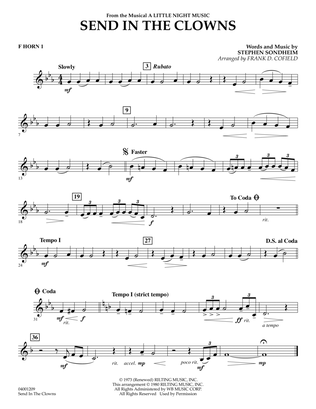 Send in the Clowns (from A Little Night Music) (arr. Frank Cofield) - F Horn 1