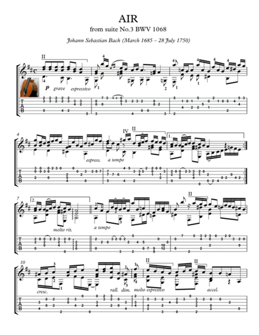 Bach for guitar BWV 1068 Air image number null