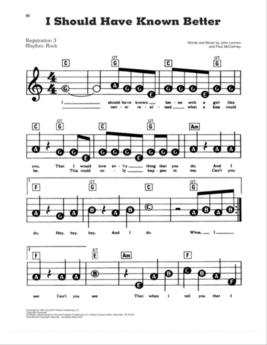 I Should Have Known Better Electronic Keyboard scores gallery preview page 1