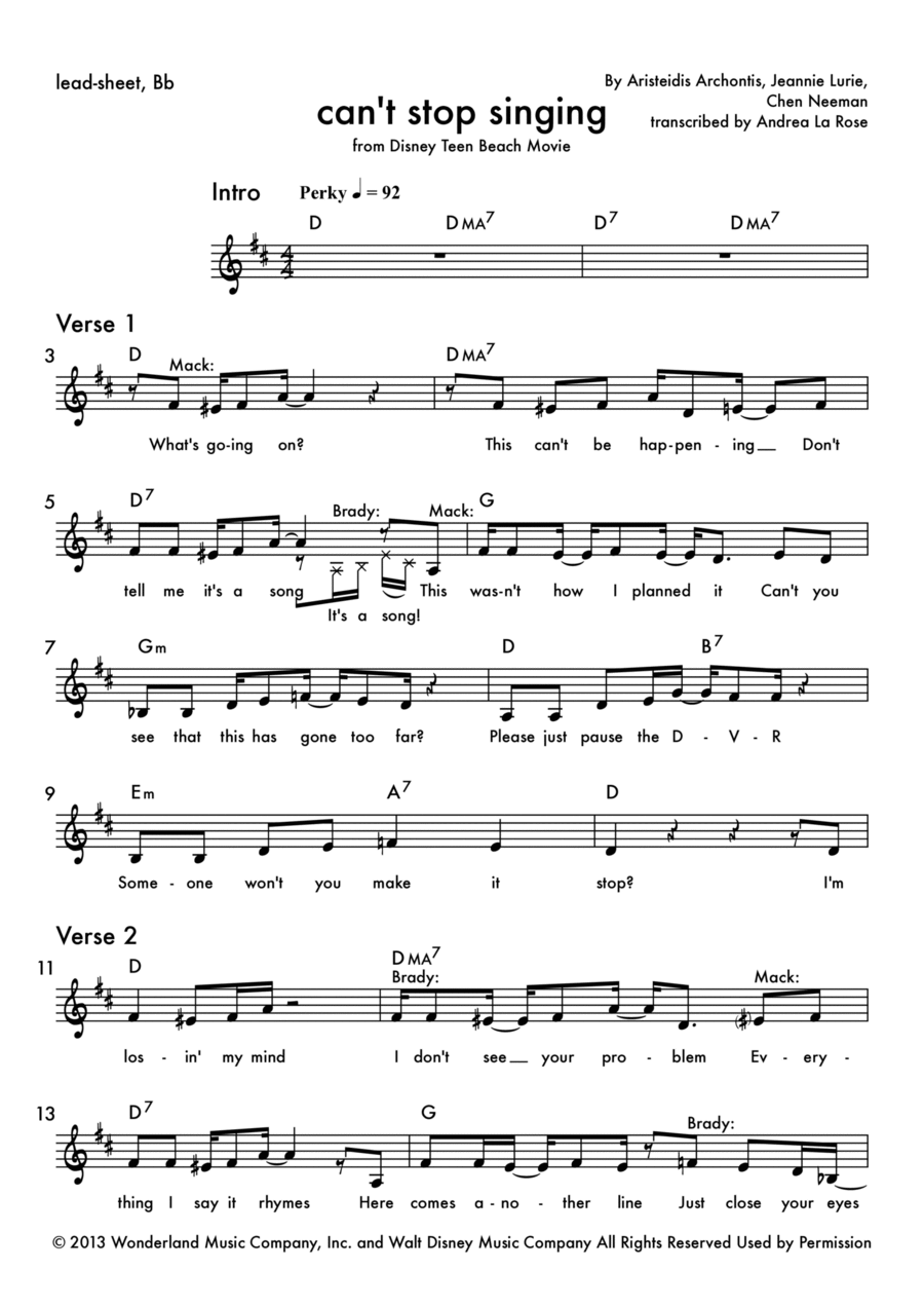 Can't Stop Singing Piano scores gallery preview page 1