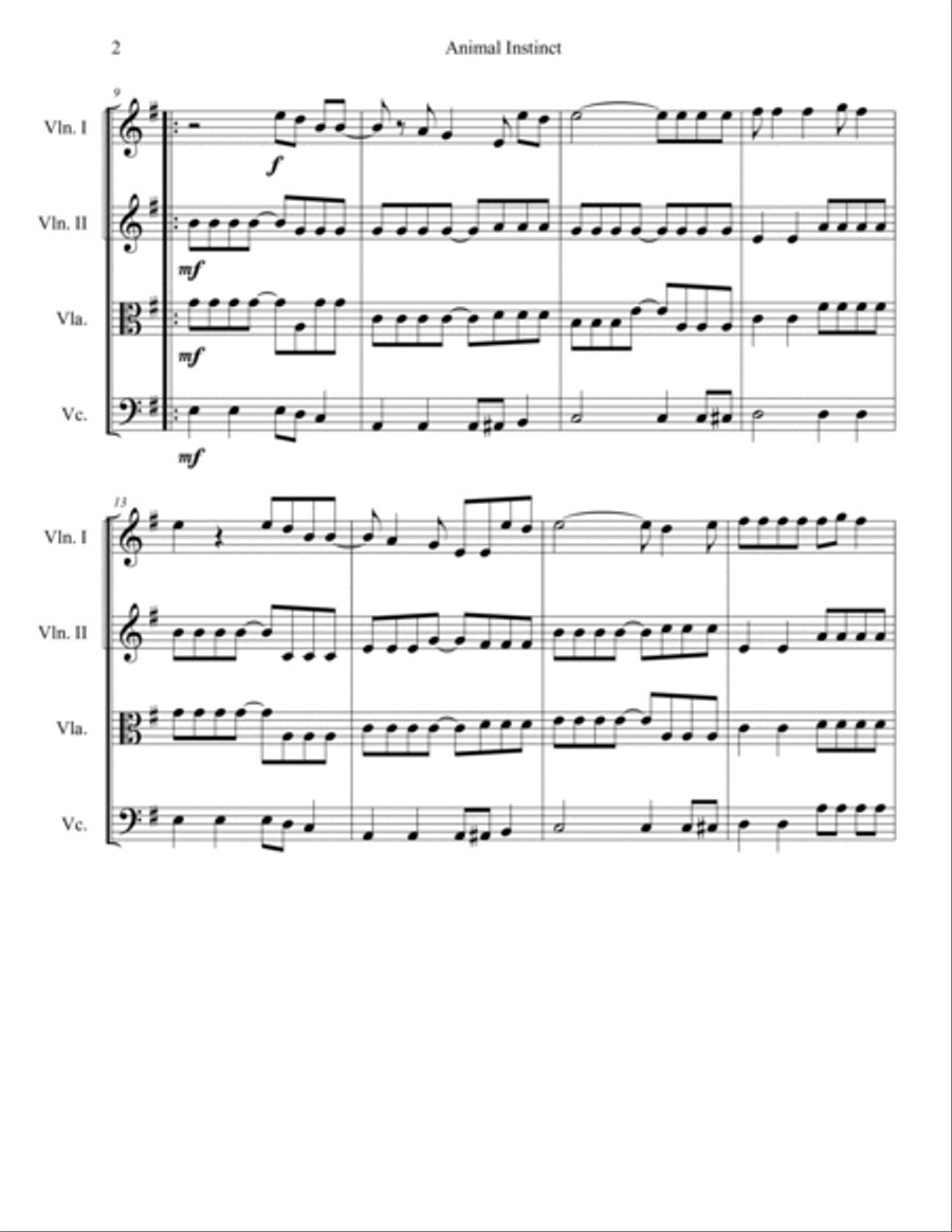 Animal Instinct Animal Instinct String Quartet scores gallery preview page 2