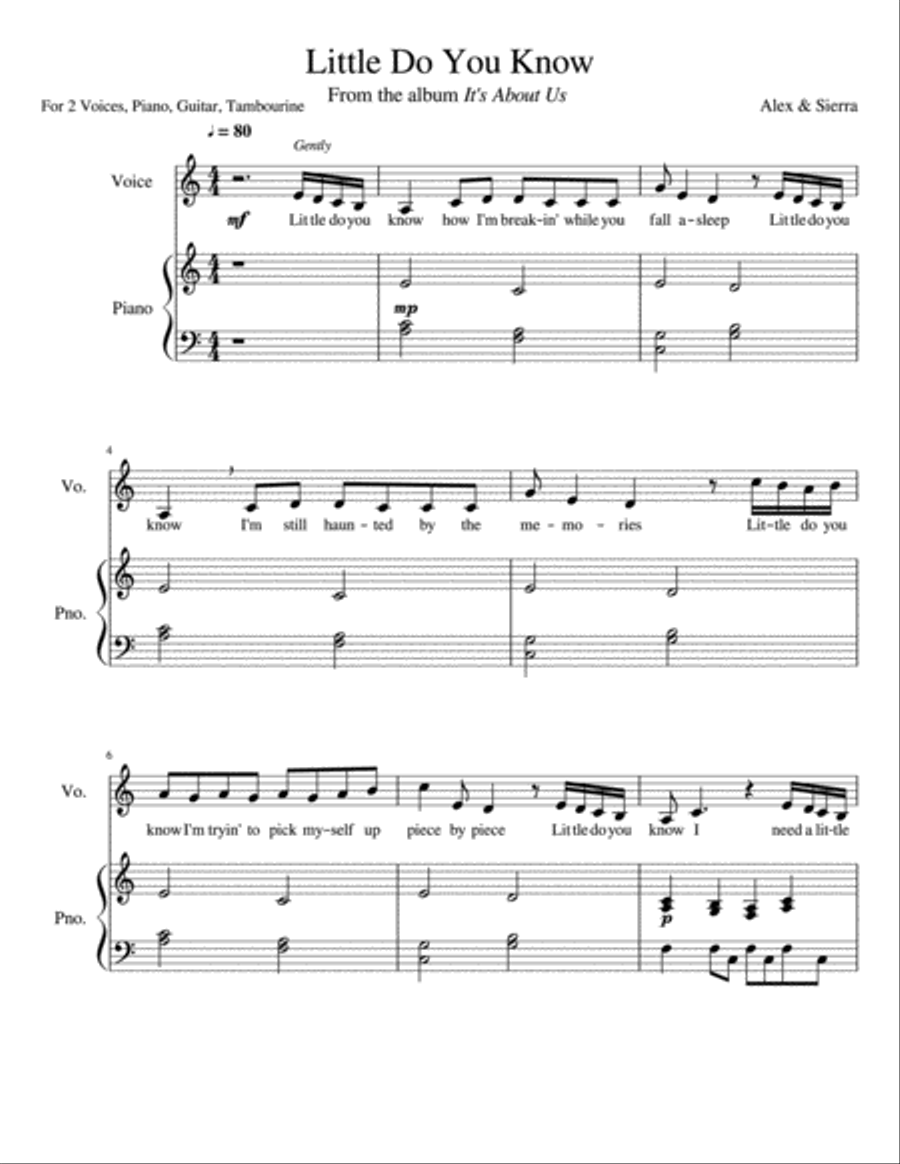 Little Do You Know Vocal Duet scores gallery preview page 1