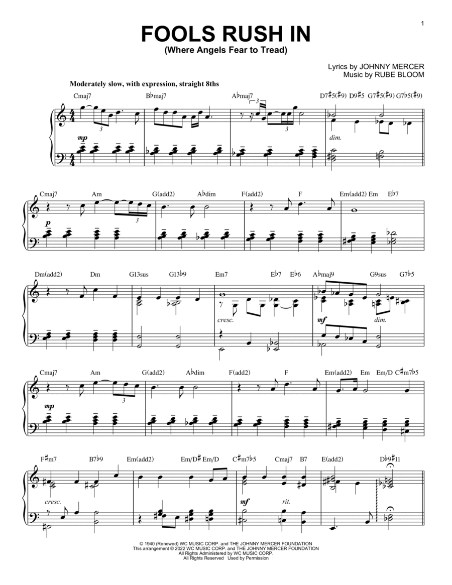 Fools Rush In (Where Angels Fear To Tread) [Jazz version] (arr. Brent Edstrom)