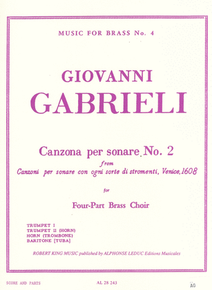 Book cover for Canzona Per Sonare No. 2 for Four-Part Brass Choir