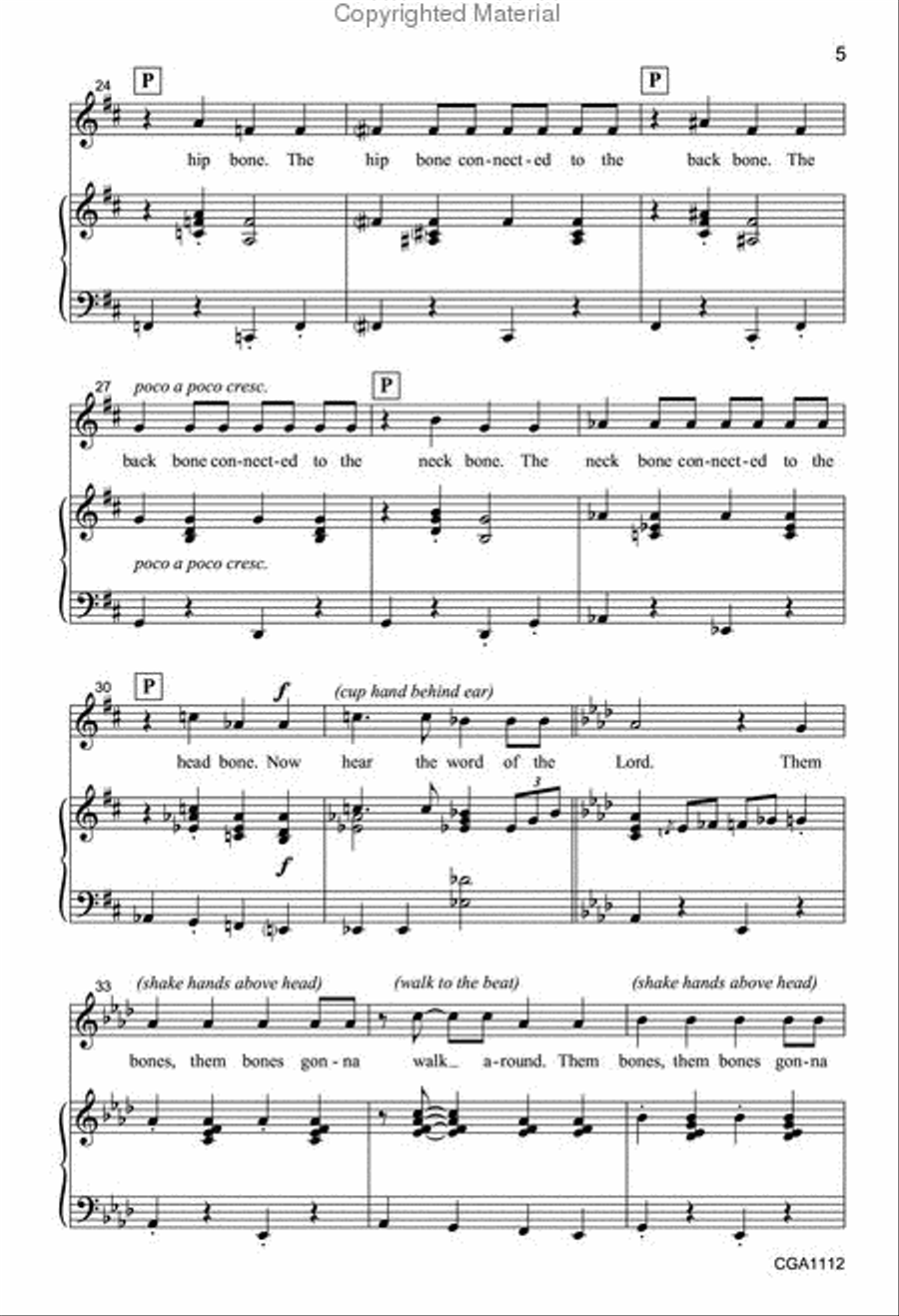Dry Bones Unison Choir scores gallery preview page 5