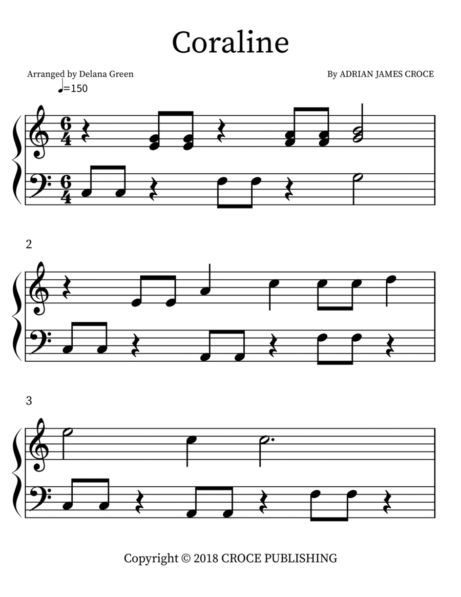 Coraline Easy Piano scores gallery preview page 1