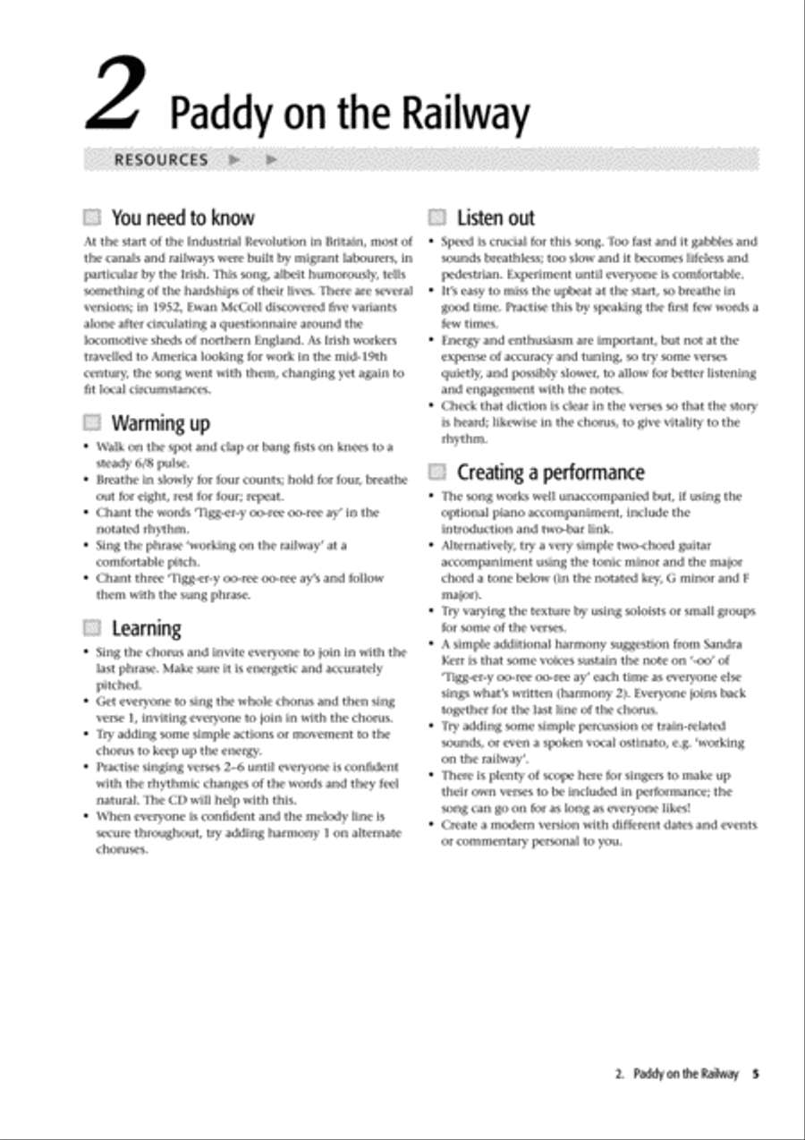 Folk Voiceworks Unison Choir scores gallery preview page 2