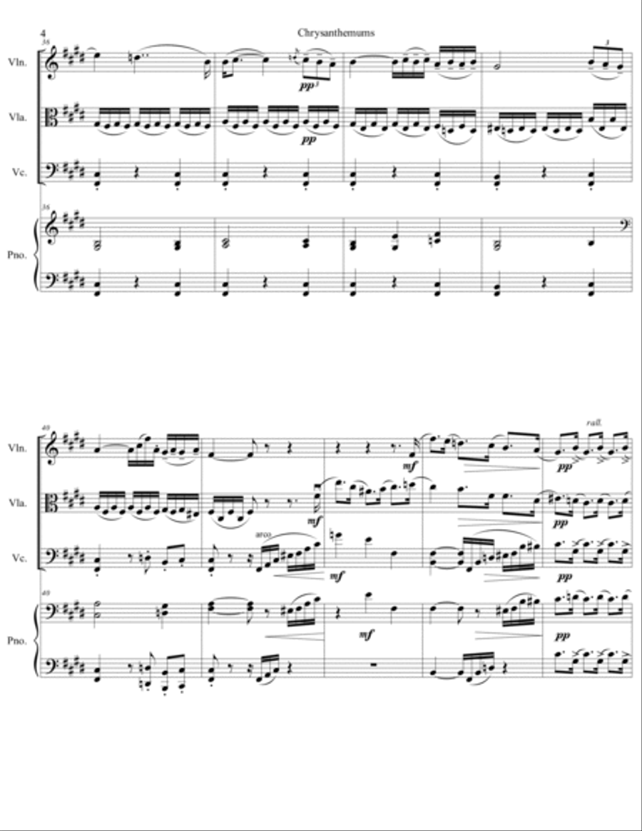 Giacomo Puccini - Crisantemi (Chrysanthemums) arr. for piano quartet (score and parts) Piano Quartet scores gallery preview page 4