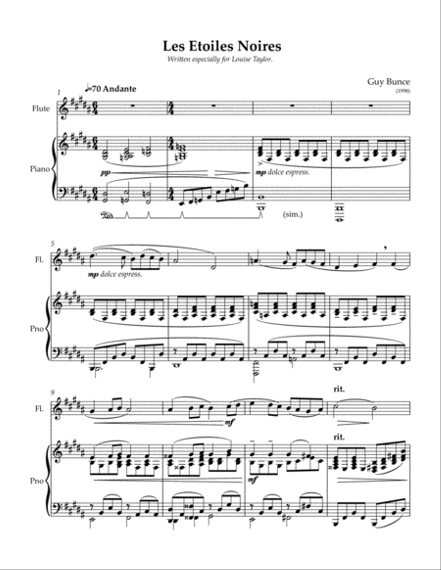Les Etoiles Noires Les Etoiles Noires Flute Solo scores gallery preview page 1