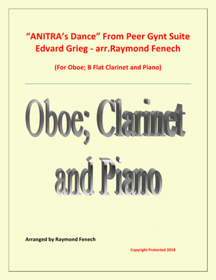 Anitra's Dance - From Peer Gynt - Oboe; B Flat Clarinet and Piano