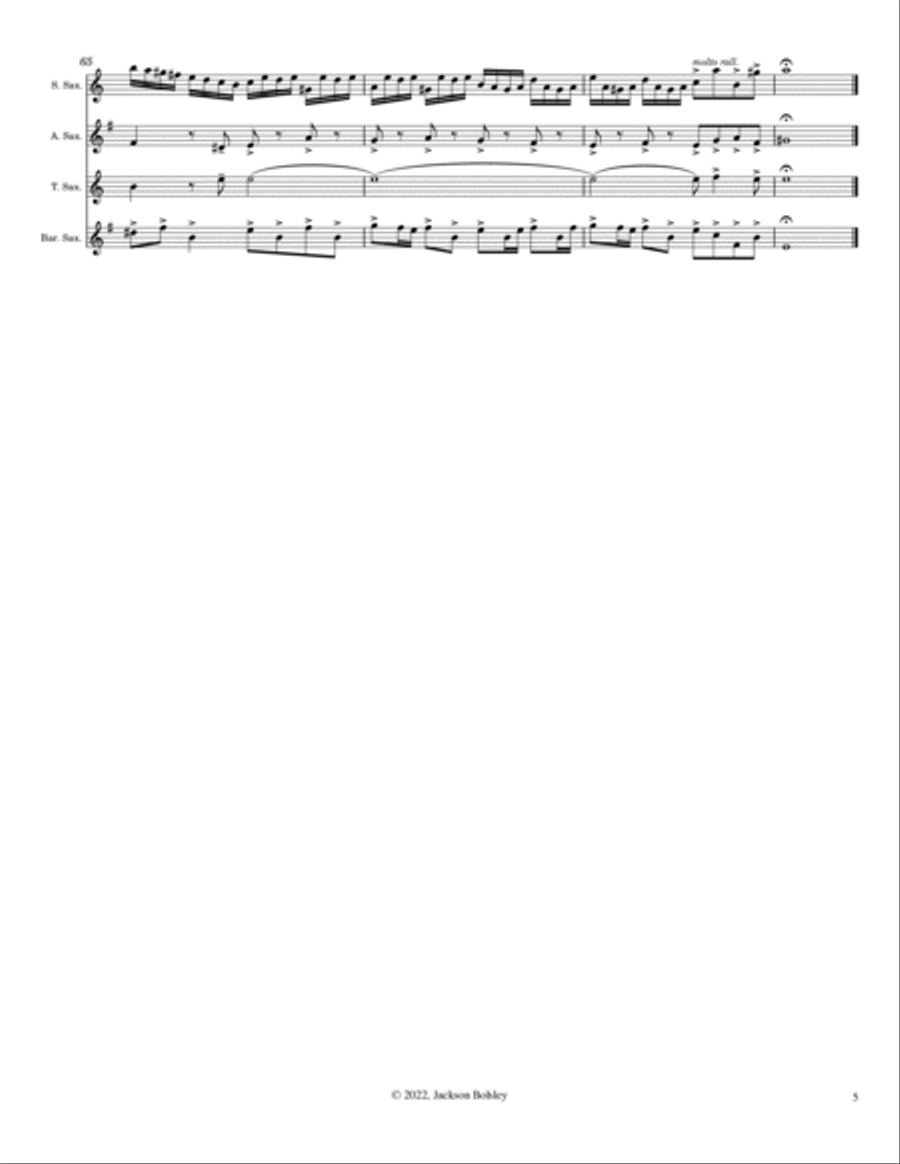 Fugue in G Minor, BMV 578 for Sax Quartet Saxophone Quartet scores gallery preview page 5