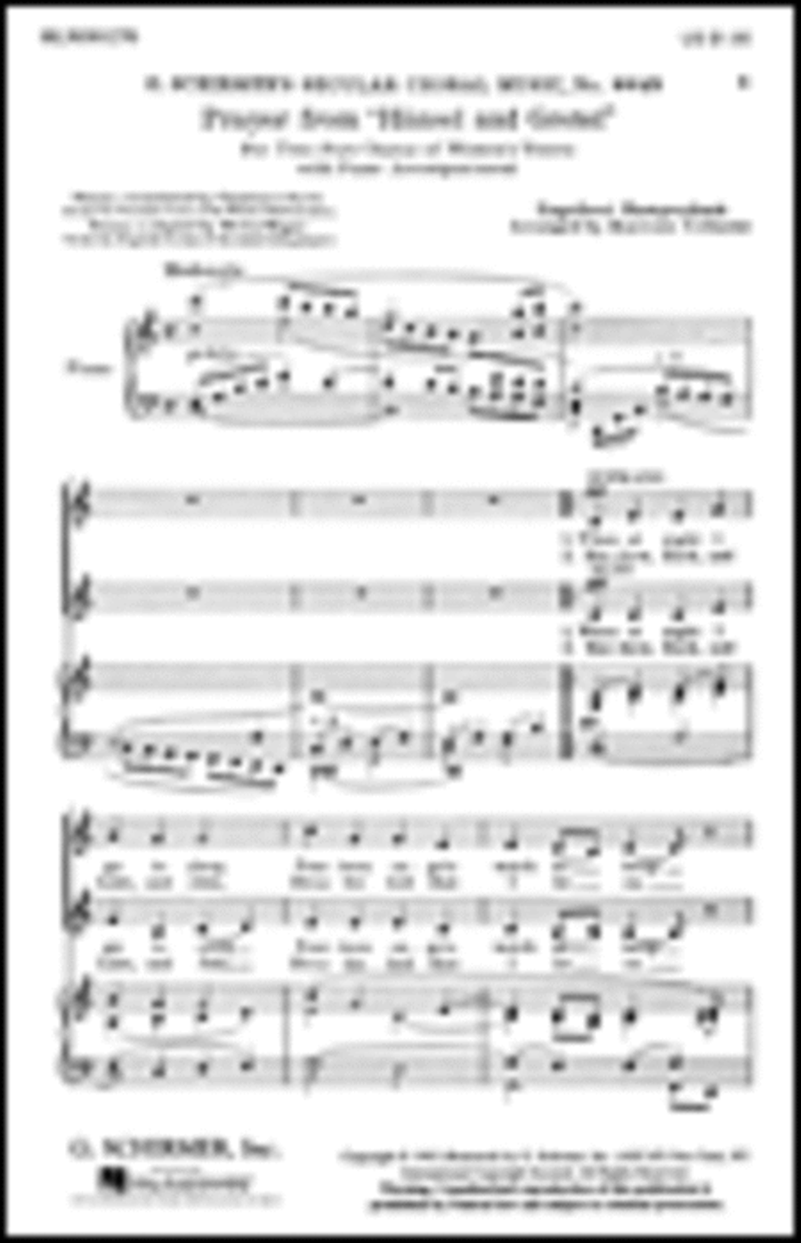 Prayer From Hansel And Gretel For Two Part Chorus Of Women's Voices With Piano SA scores gallery preview page 1