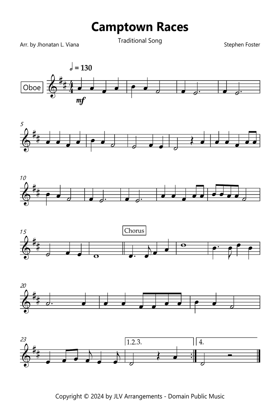 Camptown Races Oboe Solo scores gallery preview page 1