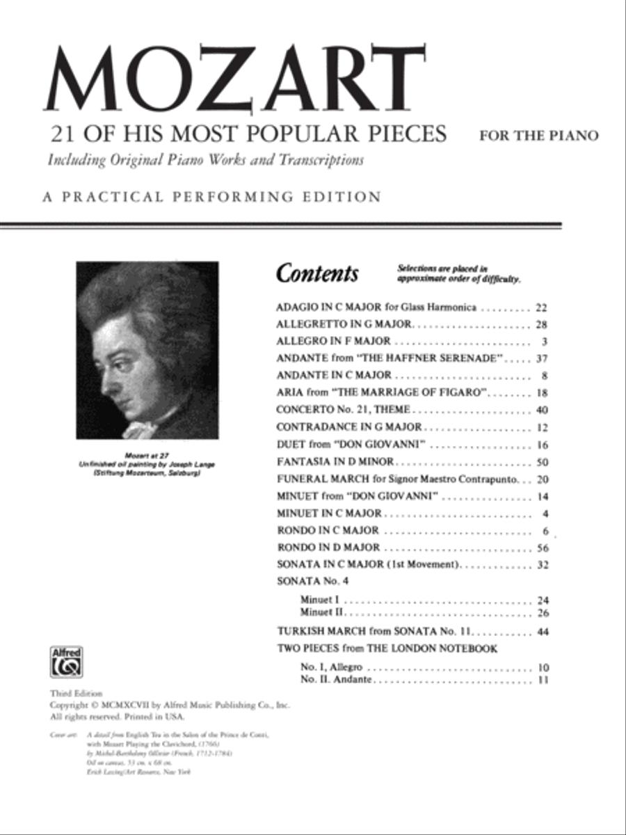 Mozart -- 21 of His Most Popular Pieces