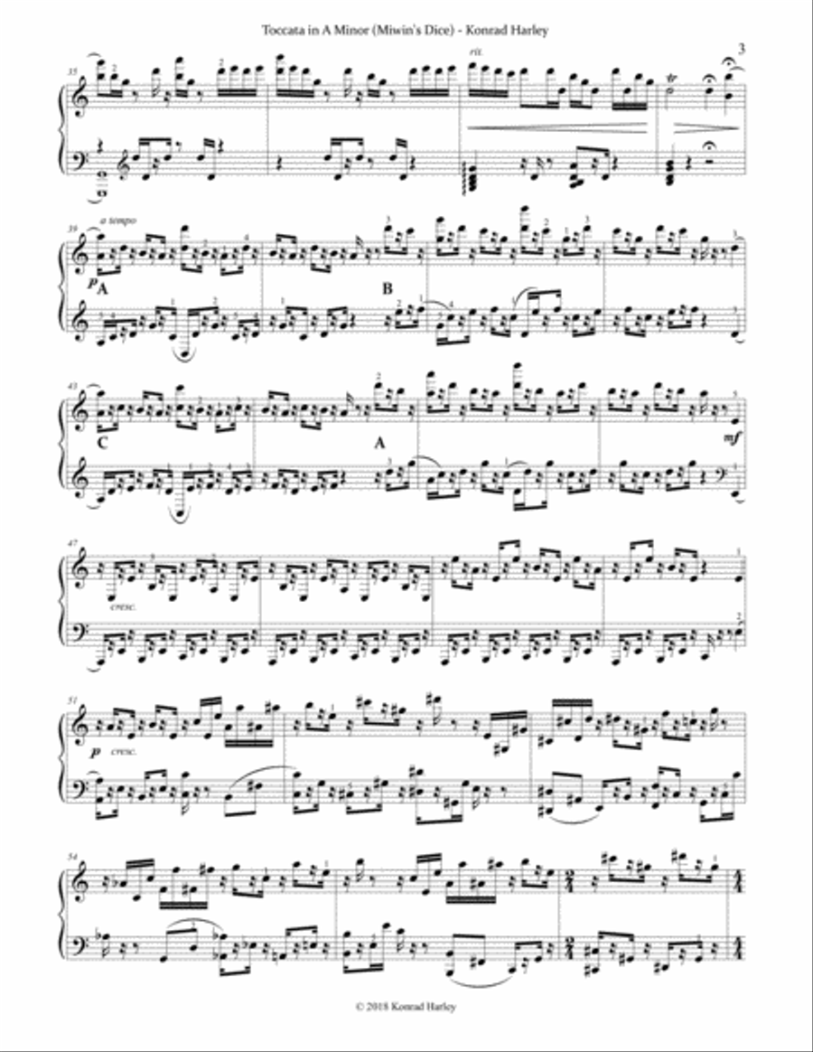 Toccata in A Minor (Miwin's Dice) Piano Solo scores gallery preview page 3