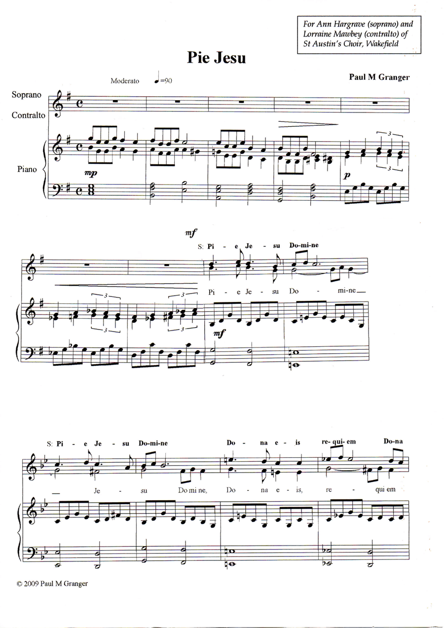 Pie Jesu (duet) Alto Voice scores gallery preview page 1