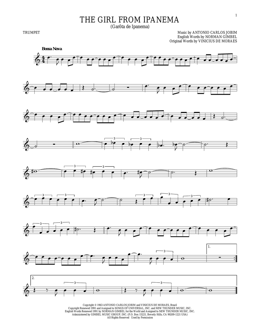The Girl From Ipanema Trumpet Solo scores gallery preview page 1
