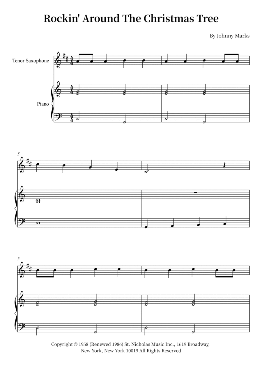Rockin' Around The Christmas Tree Tenor Saxophone scores gallery preview page 1