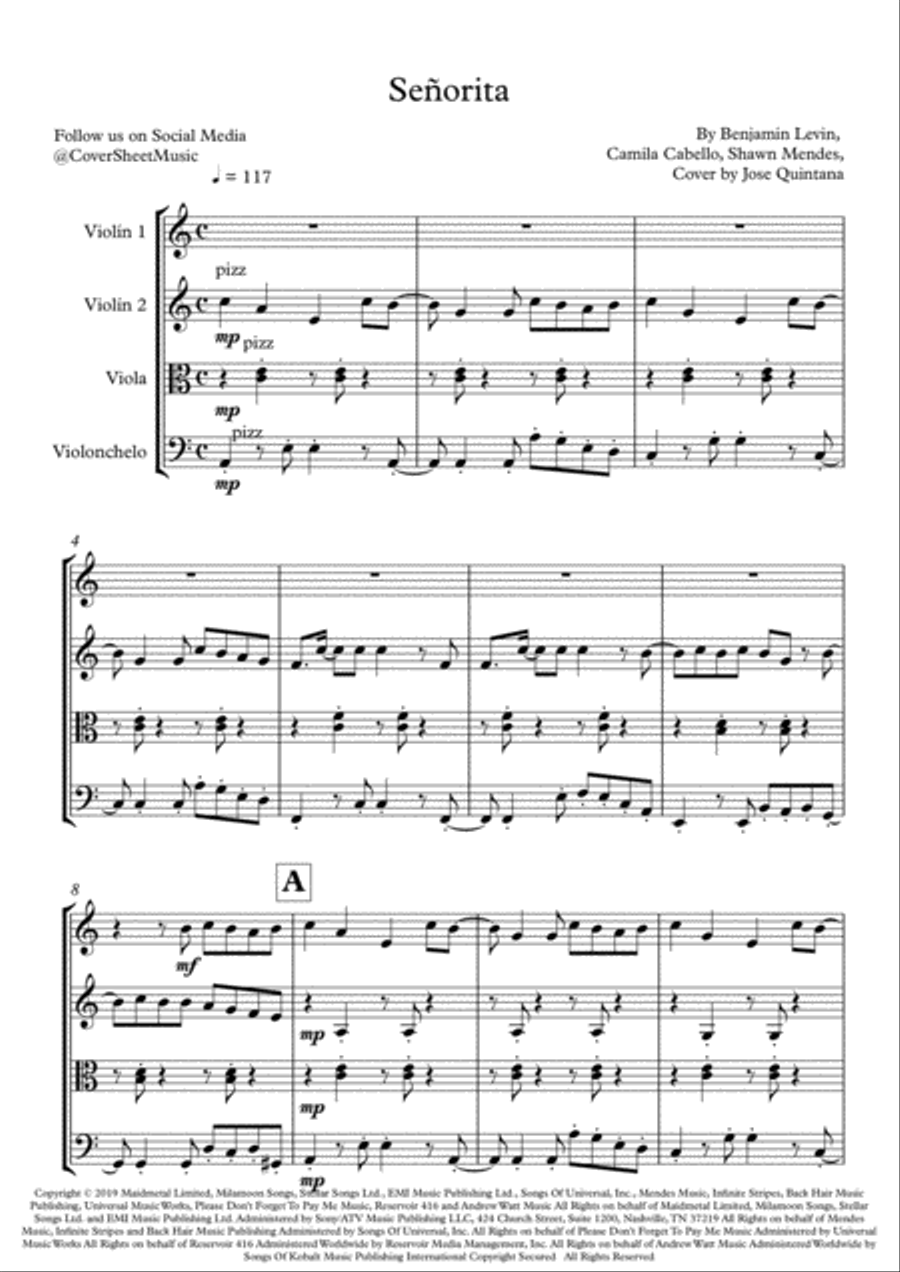 Senorita Senorita String Quartet scores gallery preview page 2