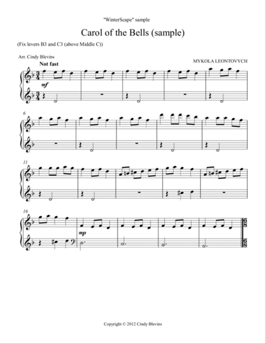 Winterscape, 16 seasonal arrangements for Lever or Pedal Harp Pedal Harp scores gallery preview page 4