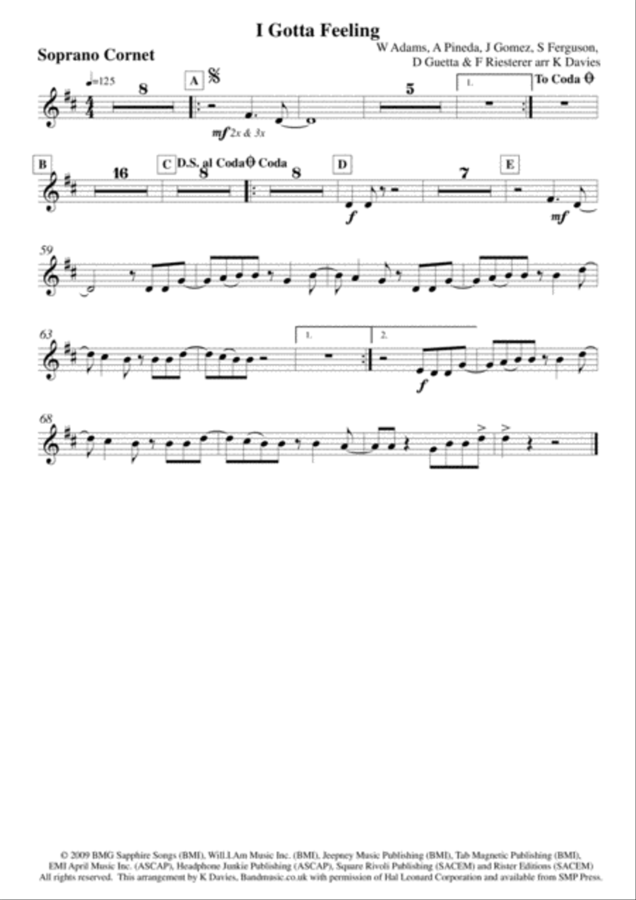 I Gotta Feeling Small Ensemble scores gallery preview page 6