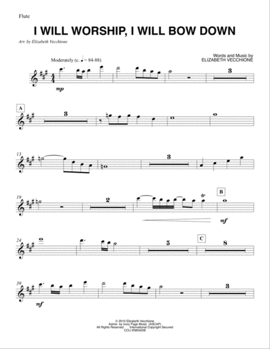 I Will Worship, I Will Bow Down, orchestral parts Large Ensemble scores gallery preview page 1