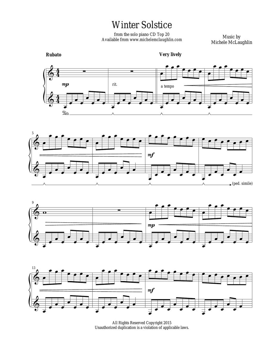 Winter Solstice Piano Solo scores gallery preview page 1