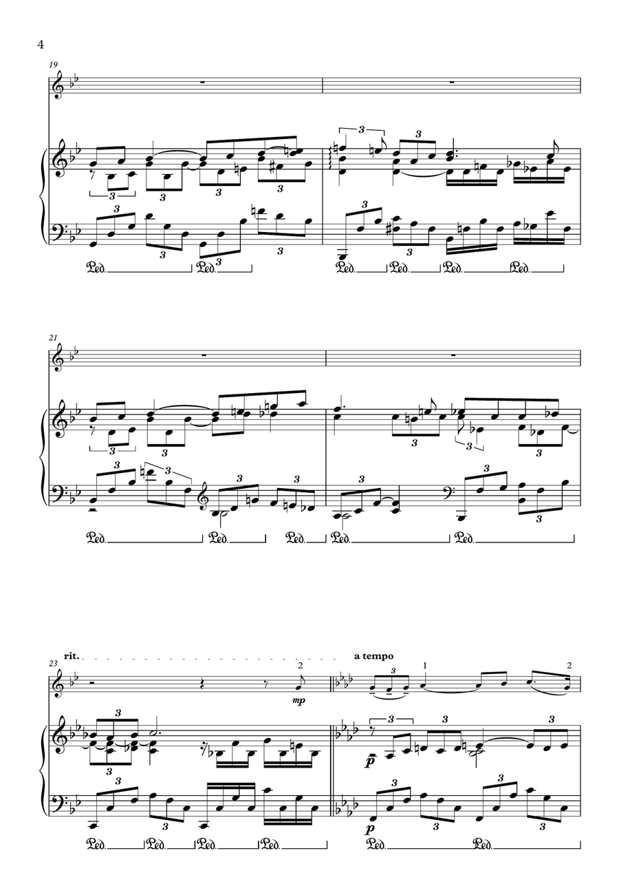 Rachmaninov Cello Sonata arranged for violin and piano, third movement Piano Trio scores gallery preview page 4