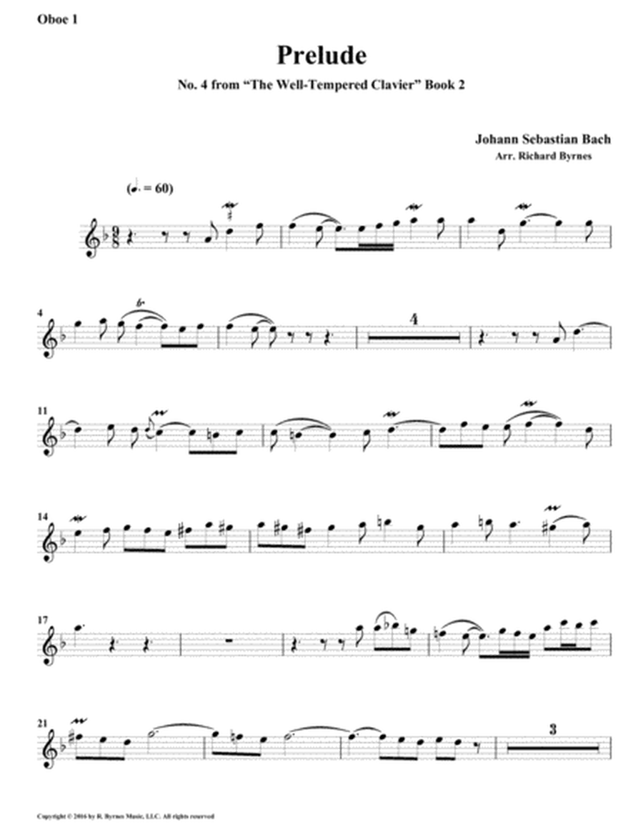 Prelude 04 from Well-Tempered Clavier, Book 2 (Double Reed Quintet) image number null