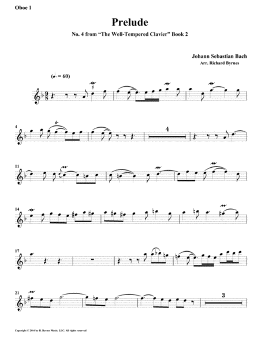 Prelude 04 from Well-Tempered Clavier, Book 2 (Double Reed Quintet) Woodwind Ensemble scores gallery preview page 6