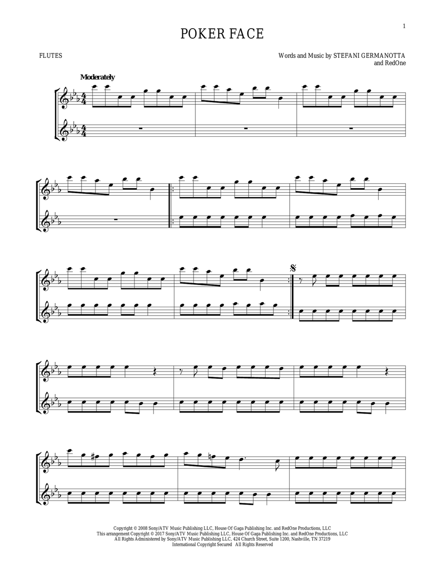 Poker Face Poker Face Flute Duet scores gallery preview page 1