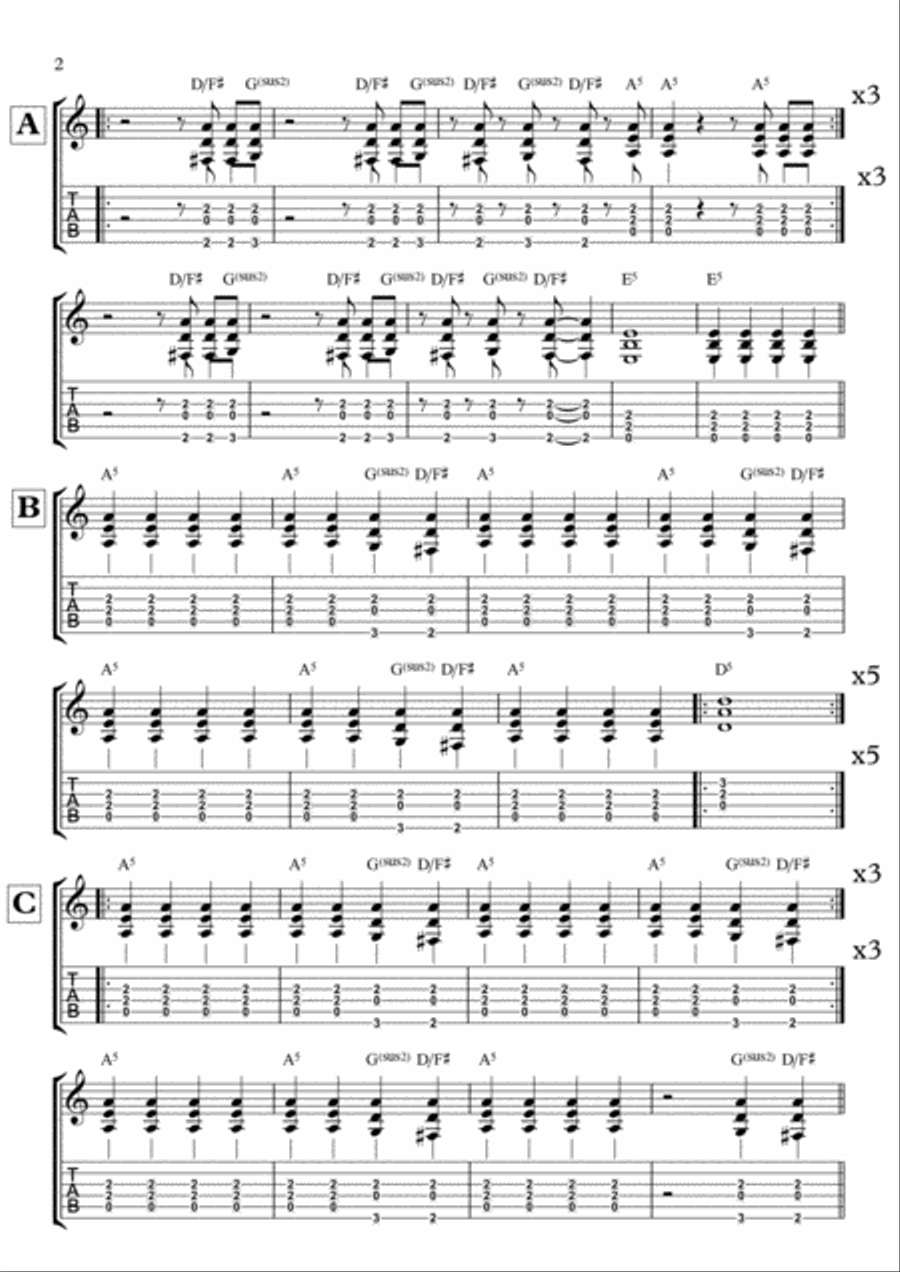 Highway To Hell Guitar Tablature scores gallery preview page 2