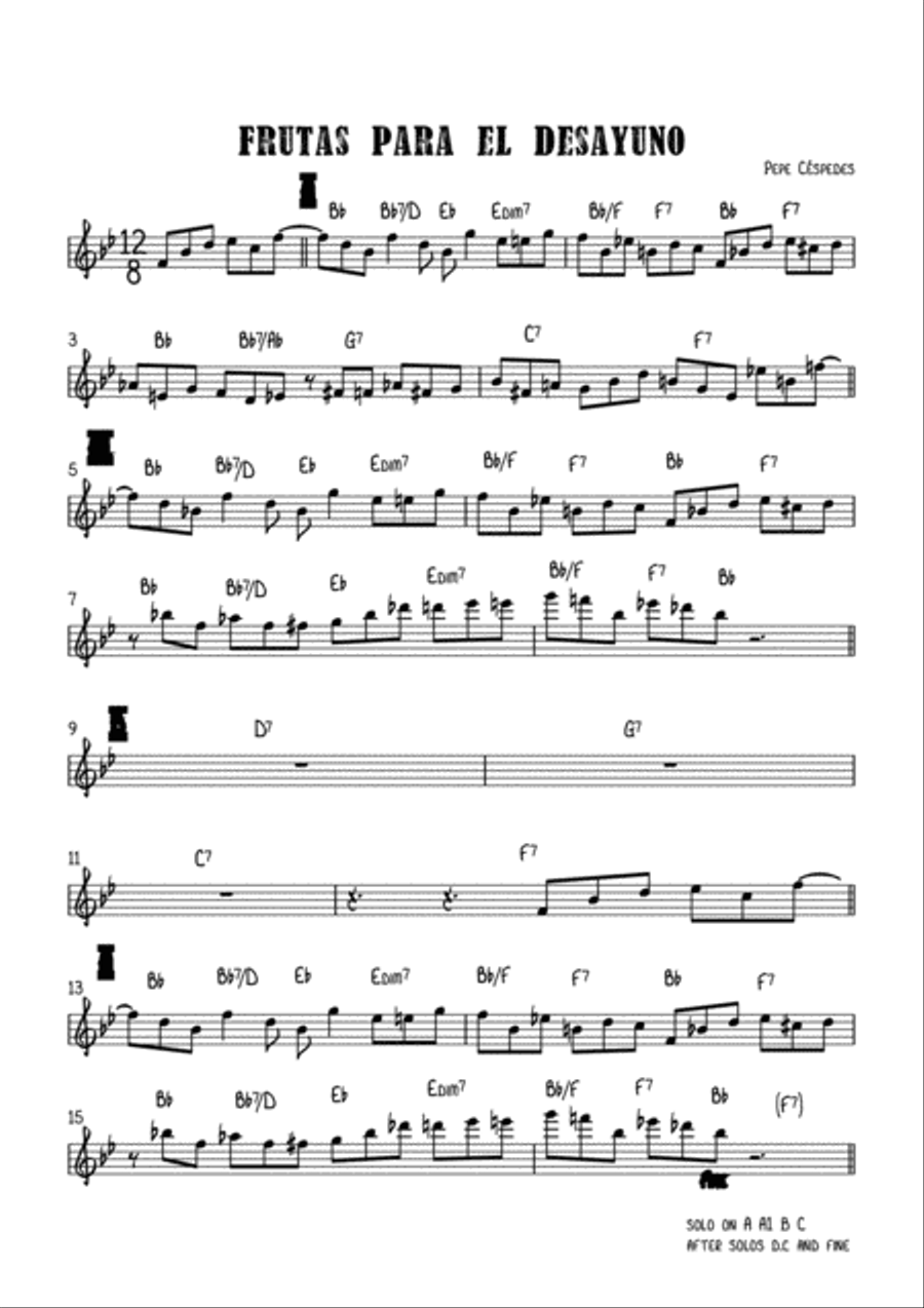 Frutas para el desayuno Frutas para el desayuno Jazz Ensemble scores gallery preview page 2