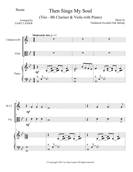 Trios for 3 GREAT HYMNS (Bb Clarinet & Viola with Piano and Parts) image number null