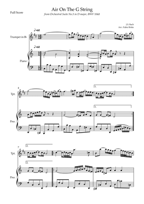 Air On The G String (J.S. Bach) for Trumpet in Bb Solo and Piano Accompaniment