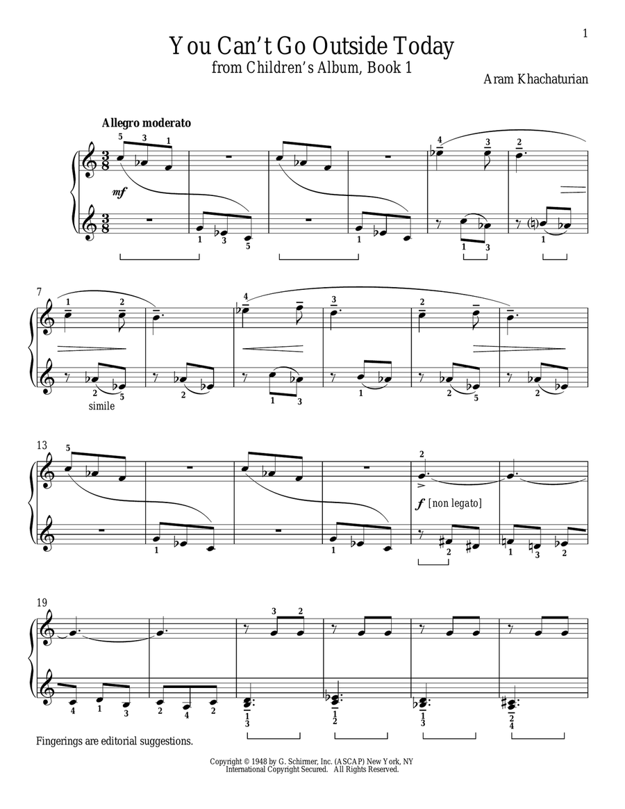 Ivan Can't Go Out Today Piano Solo scores gallery preview page 1