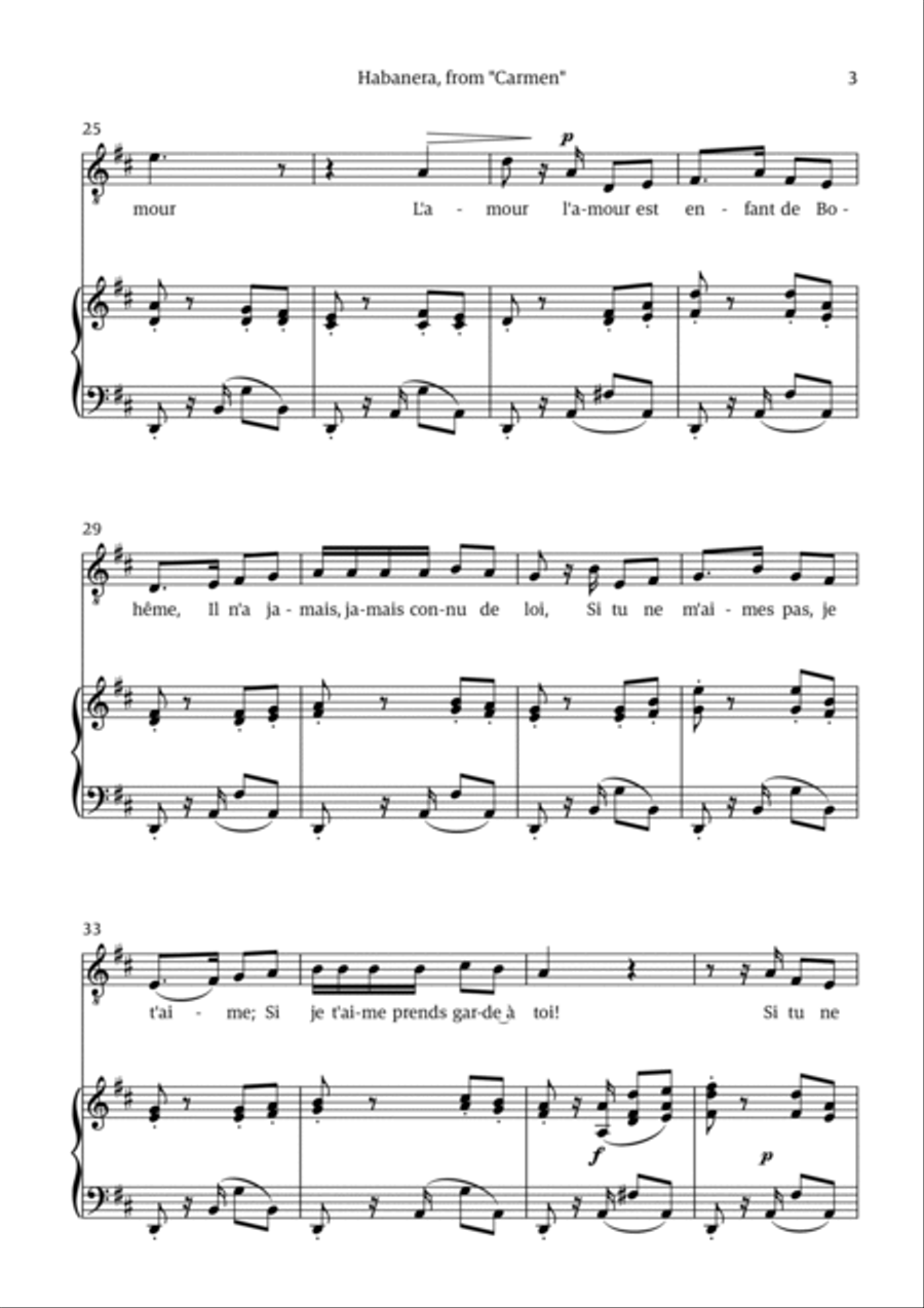 Habanera (for tenor - D minor/major) Chamber Music scores gallery preview page 3