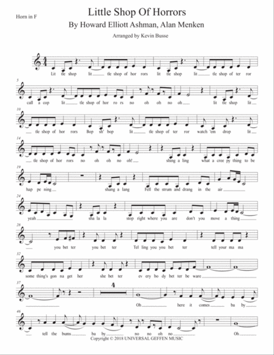 Little Shop Of Horrors Little Shop Of Horrors Horn Solo scores gallery preview page 1