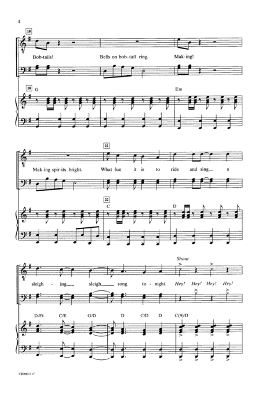J.B.M.C.A. (Jingle Bells, Merry Christmas to All) Choir scores gallery preview page 3