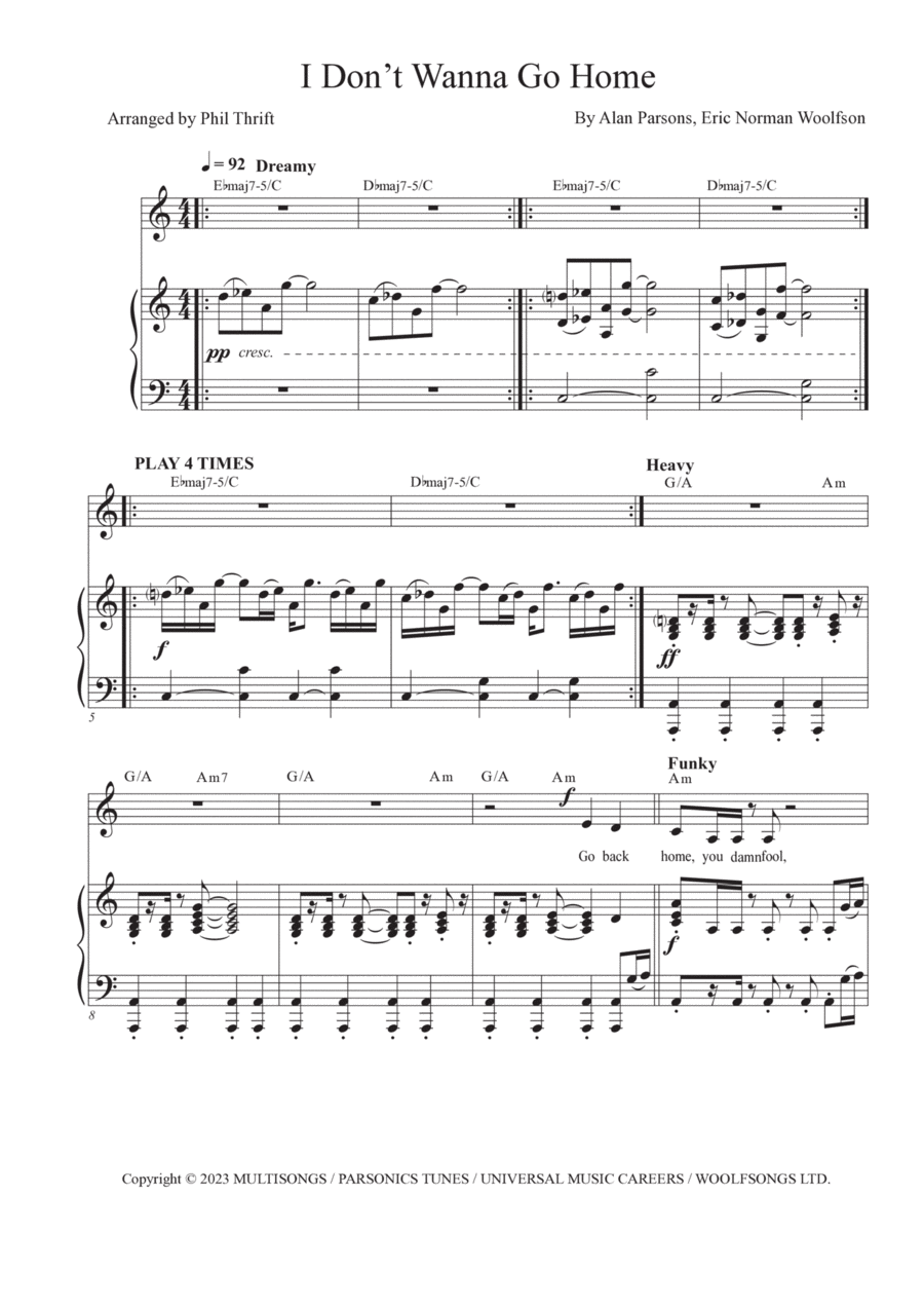 I Don't Wanna Go Home Piano, Vocal, Guitar scores gallery preview page 1